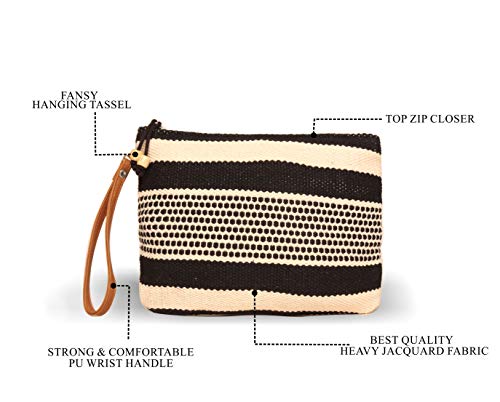 Image of ASTRID Cotton Pouches (Black and Blue Striped)