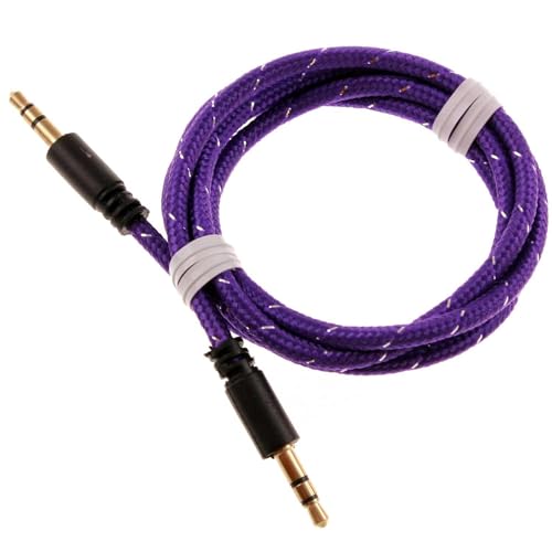 Cable Auxiliar 3.5mm Morado Trenzado 1 Metro miniatura 1