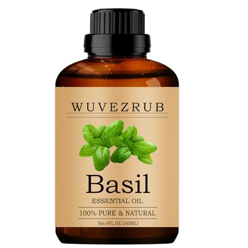Wuvezrub Basil Essential Oil 240ml for Diffuser, DIY & Home Spa