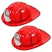 EXCEART Children Fire Safety Helmet - Red Plastic Firefighter Hat for Kids - 2 Pack Role Play Costume Accessories for Cosplay and Halloween Fun