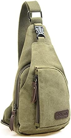 Q QICHUANG Canvas Sling Bag Small Crossbody Backpack Hiking Daypack Rucksack for Men Women Outdoor Cycling Travel