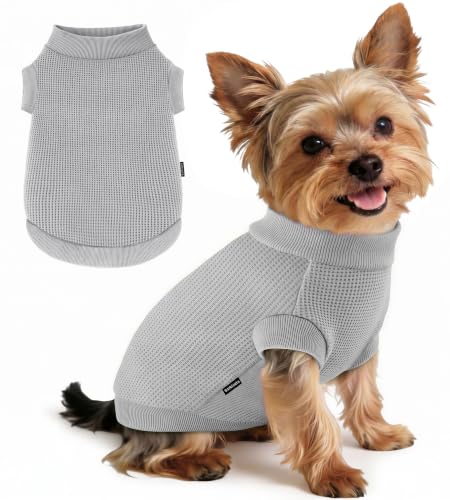 BAOBICUTE 1 Pack Dog Shirt for Small Supplies Functional Waffle Dog Clothes Warm Soft Sweatshirt Outfit for Dogs Cats Pet Apparel
