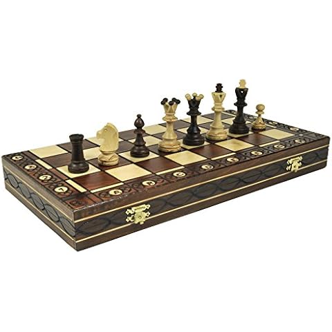 Brown Senator Wooden Chess Set - Weighted Chessmen 16 x 16" Cover