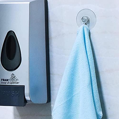 SystemsEleven Suction Cup - 32mm PVC Suction Cups with Metal Hooks - Removable Cups  Kitchen - Bathroom Shower Wall - Window Glass Door Hanger Metal Hook  Clear  Pack of 12