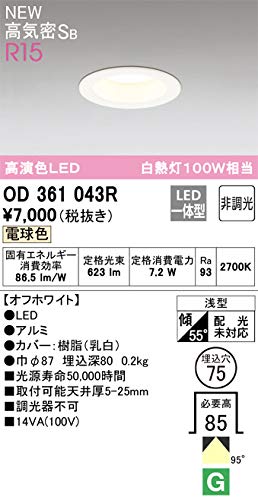 Amazon.co.jp: オーデリック ダウンライト 【OD361043R】【OD