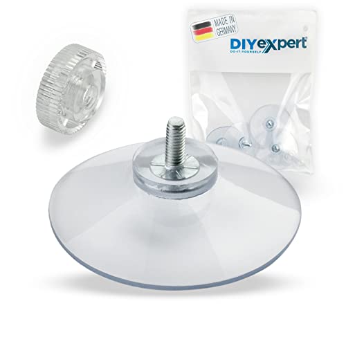 DIYexpert® 4 x ventouses Ø 50 mm avec filetage M4x10mm avec écrous moletés transparent - Fabriqué en Allemagne Cover