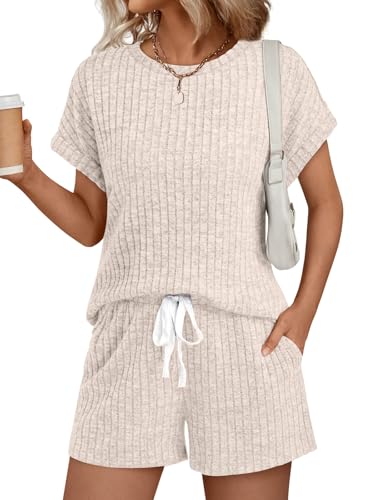 LILLUSORY Womens 2 Piece Short Sets Summer Lounge Outfits Vacation Travel Cruise Airport Spring Cute...
