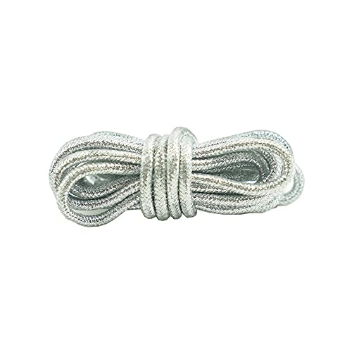 Decker Silver Round Metallic Glitter shoelaces Colorful Fashion 2 pairs pack for Canvas Boots Sneaker Athletic (Silver, 54"(137 cm))