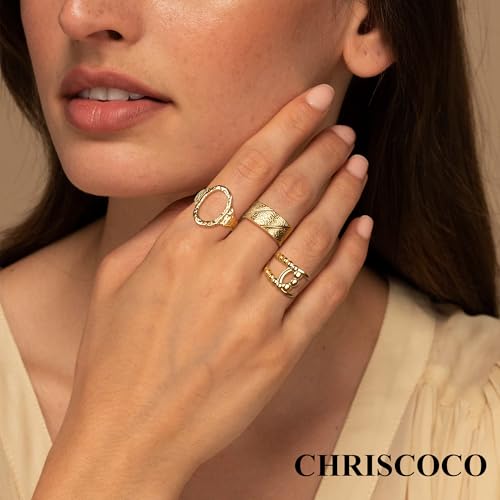 Chriscoco 12 Stück Verstellbar Ringe Set Edelstahl Ringe Frauen Vintage Edelstahlringe Boho Freundschaftsringe Stapelbare Damen Kinderringe Mädchen Ringe Gold Frauen