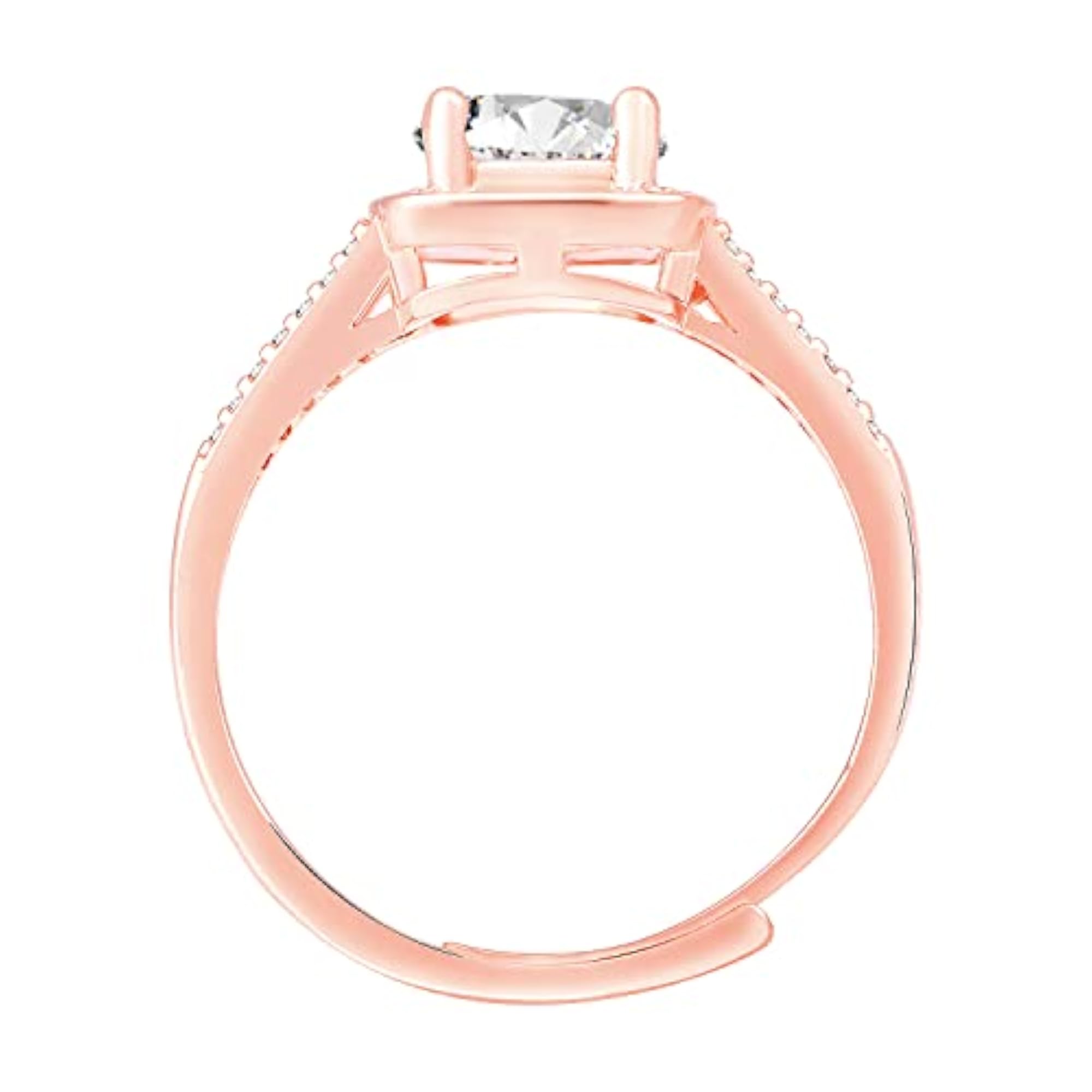 Plated Cubic Zirconia Studded Solitaire Adjustable Finger Ring, Stylish Jewellery