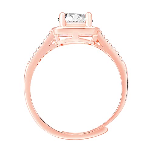 Plated Cubic Zirconia Studded Solitaire Adjustable Finger Ring, Stylish Jewellery