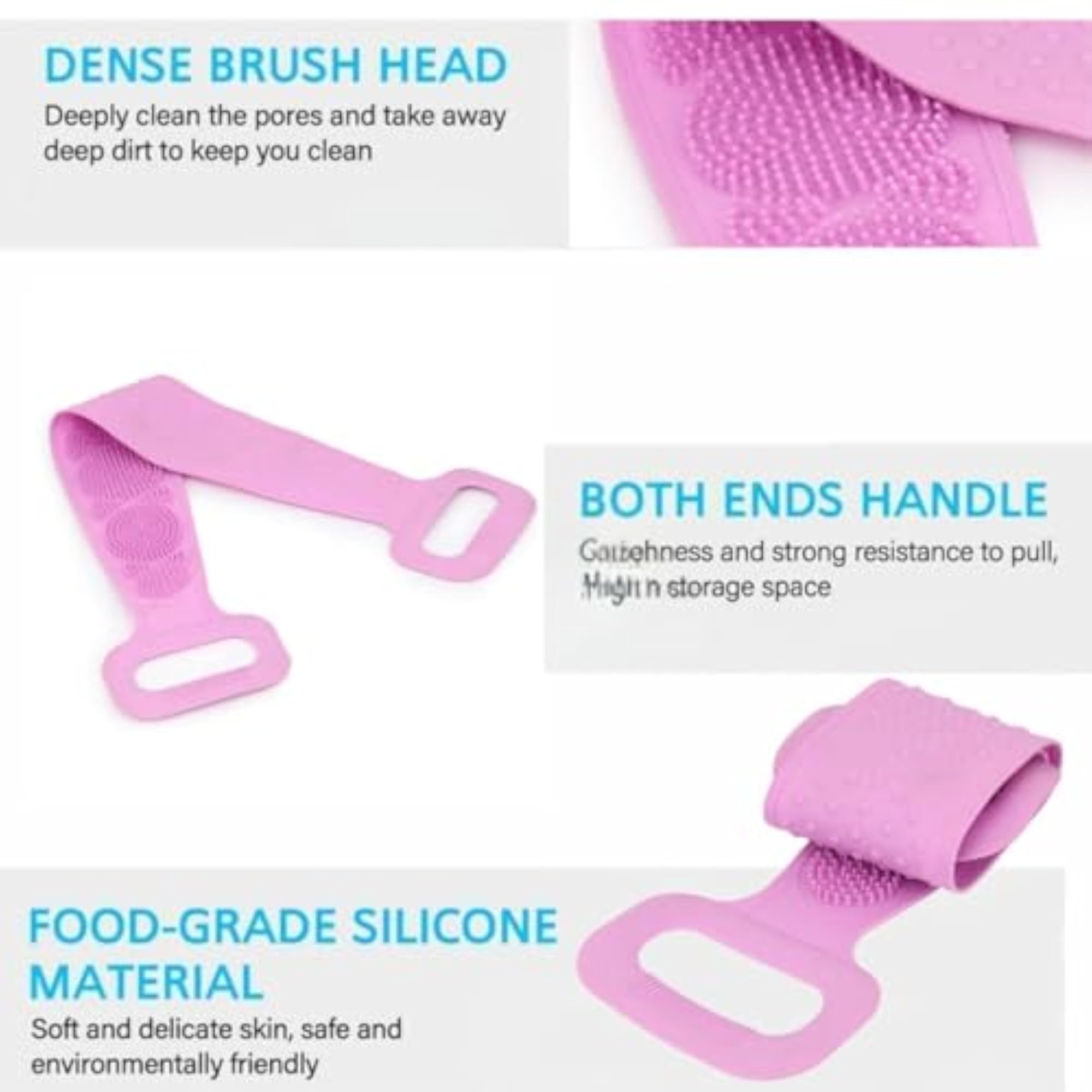 Double-Sided Silicone Body Back Scrubber for Deep Cleansing