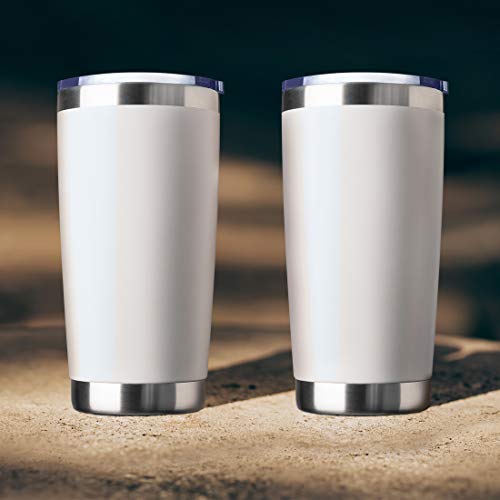 Ecomozz 20Oz Tumbler Bulk Stainless Steel Vacuum Insulated Tumblers With Lid Double Wall Travel Mug, Durable Powder Coated Coffee Cup, Suitable For Ice Drinks And Hot Beverage (White 12Pack) #TOP6