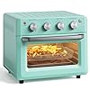 SIMOE 19QT Oven Toaster Retro Air Fryer Convection Toaster Oven 7 in 1 Combo with Bake Toast Broil Warm Options 5 Accessories Recipe Book Stainless Steel 1550W Turquoise