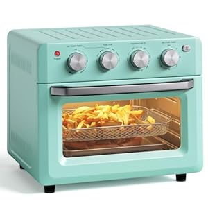 Retro Toaster oven – SIMOE Air Fryer Oven & Toasters 19QT, Large 7 in 1 Convection Oven Combo for Family Use, 360° Even & Healthy Cooking, 5 Accessories & Recipe Book (Turquoise)