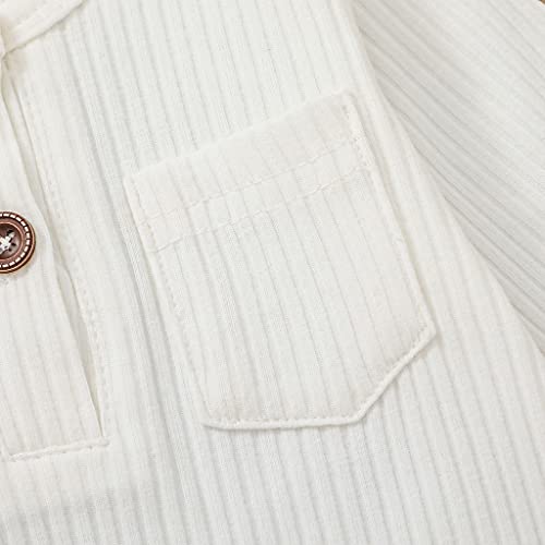 Niceclould Newborn Baby Boy Girl Knitted Romper Solid Long Sleeve One Piece Jumpsuit Bodysuit Playsuit Fall Winter Clothes 0-18M (A-White, 12-18 Months) #TOP4