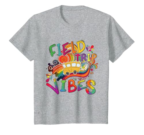 Funny Field Trip Vibes Field Day 2024 Boys Girls Students T-Shirt, Youth, Heather Grey, 2T