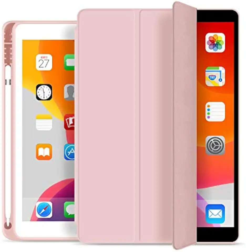 WB Capa iPad 7a, 8a e 9a Geração 10.2″ - Premium Slim Antichoque com Compart. para Pencil - Rosa