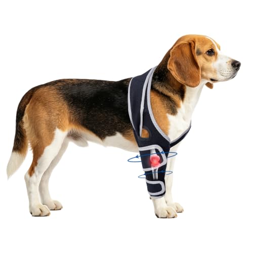 Moysoon Dog Front Leg Brace for Left or Right Leg, Canine Elbow Support Sleeve with Breathable SBR Neoprene&Metal Support Stays,Daily Elbow Protection for Dogs,(Size M)