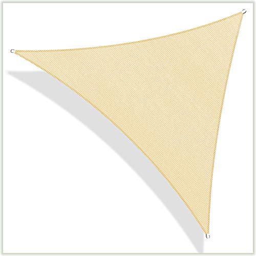 ColourTree 20' x 20' x 20' Beige Sun Shade Sail Triangle CTSLT20 - Canopy Mesh Fabric UV Block UPF50 - Commercial Heavy Duty - 190 GSM - 3 Years Warranty (We Make Custom Size)