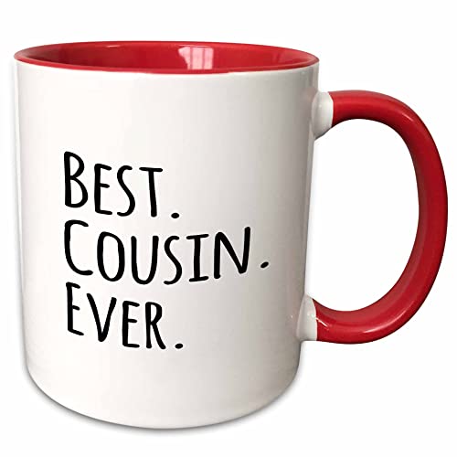 3dRose Best Cousin Ever - Gifts for family 11oz Two-Tone Red Mug