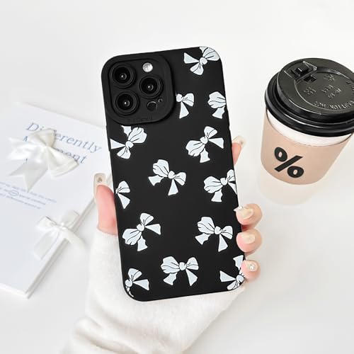 NITITOP Compatible with iPhone 13 Pro Max Case Cute Stylish Bow Knot Ribbon Pattern Design for Women Girls Silicone Soft TPU Shockproof Protective Girly for Phone Cover - Black by NITITOP - Used condition - Image 4