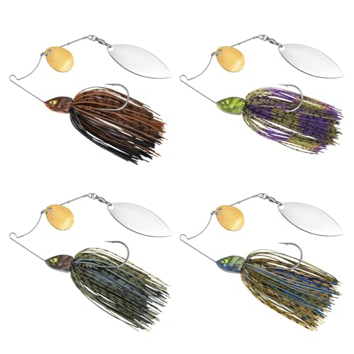MadBite by KastKing Spinnerbait Fishing Lures, Muddy Water Color Kits, 1/2 oz, Colorado & Willow, 4 pcs