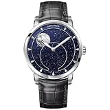AGELOCER Men's Automatic Moon Phase Watch, 29.51-Day Precision Moon Phase, Blue Aventurine Skeleton Dial, 80 Hours Power Reserve, 316L Steel Case, Sapphire Crystal Luxury Dress Watch (6406A1)