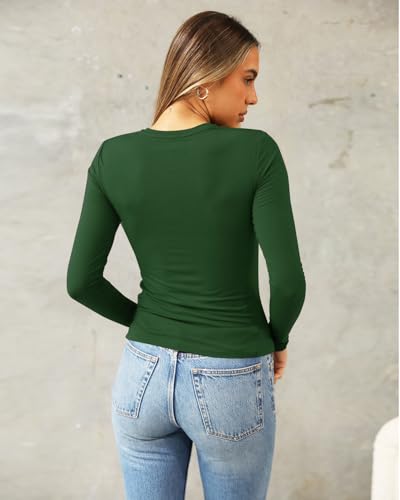 Image of Abardsion Women's Slim Lightweigh Long Sleeve T Shirts | Fall Clothes 2026 Casual Basic Crewneck Going Out Crop Tops Y2K
