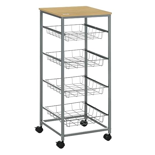 HOMCOM Carro Múltiusos de Cocina Baño con Ruedas 5 Niveles Carrito de Servicio Isla de Cocina Carrito Auxiliar Verdulero Frutero 36.5x36.5x89cm Carga 20kg