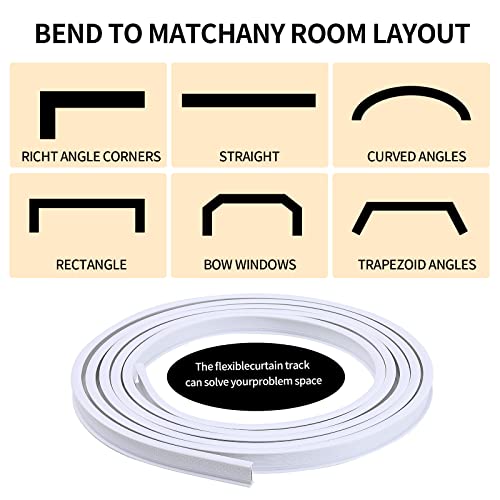 Flexible Bendable Ceiling Curtain Track, 5m (16.4ft), Ceiling Mount, for Curtain Track with Track Curtain System, RV Curtain Spacer, Curtain Ceiling Track, white - Thumbnail 6