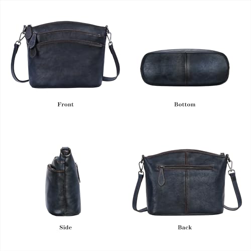 Image of HESHE Crossbody Bags for Women Genuine Leather Purses with Multi-Pockets Vintage Ladies Small Shoulder Satchel Bag