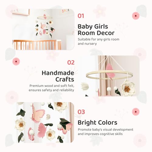 Mobile pour berceau fleurs apaisant pour endormir bébé facilement