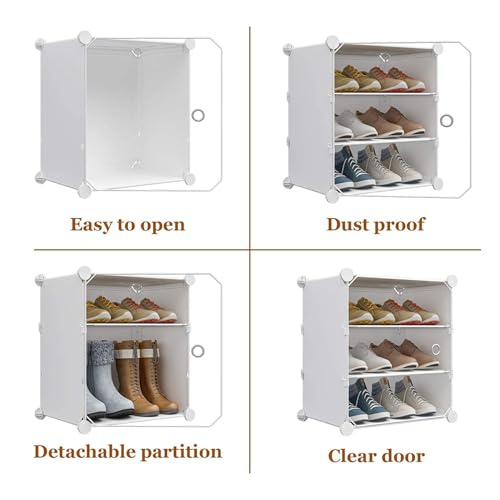 Image of Shoe Rack Multipurpose 5 Shelves Shoe Rack with Zip Door Cover & Side Pockets, Multiuse Wide Shelve,Rack for Footwear, Toys, Clothes (White, 8-Layer)