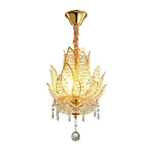 Chandelier lotus cristal pour salon chaleureux au plafond doré
