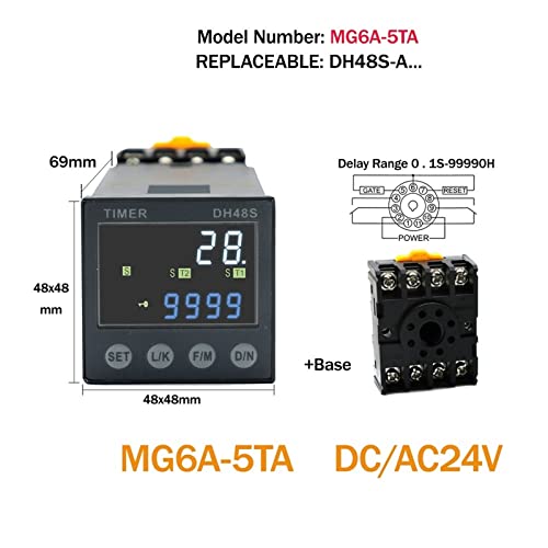 Relais de retard programmable DH48S 24V ACDC avec socle de prise temporisé - 2