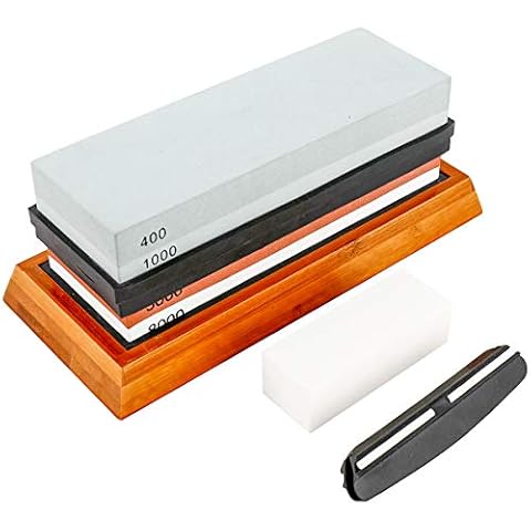 Homtone Diamond Sharpening Stones, Whetstones for Sharpening Knives, Knife Sharpener Waterstone Set (400/1000/3000/8000 Grit) Cover