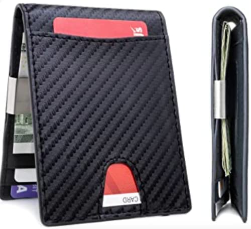 Milano | Handcrafted | Luxury Vegan & Eco-Friendly | Wallet Men With Money Clip - Executive & Slim -Classy & Elegant - Stylish & Business Class Refined - Sophisticated Carbon Fiber Black Pattern #TOP3