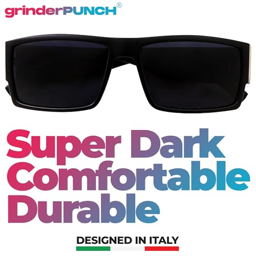 Men's Black Super Dark Lens Gangster Sunglasses Cholo Glasses - Flat Top Shades3