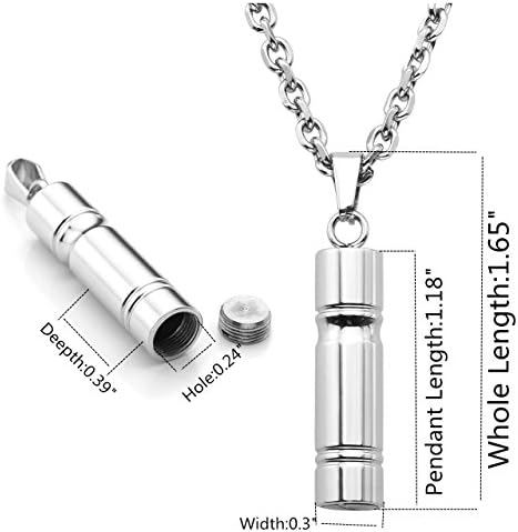 Jovivi Stainless Steel Cylinder Bullet Memorial Urn Necklace Screw Keepsake Ash Cremation Jewelry & Filler Kit