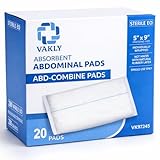 Vakly ABD Pads 5x9 Sterile (20 Pack) – Abdominal Combine Gauze Pads, High Absorbency Non-Adherent Wound Dressing for Heavy Drainage & First Aid, Individually Wrapped