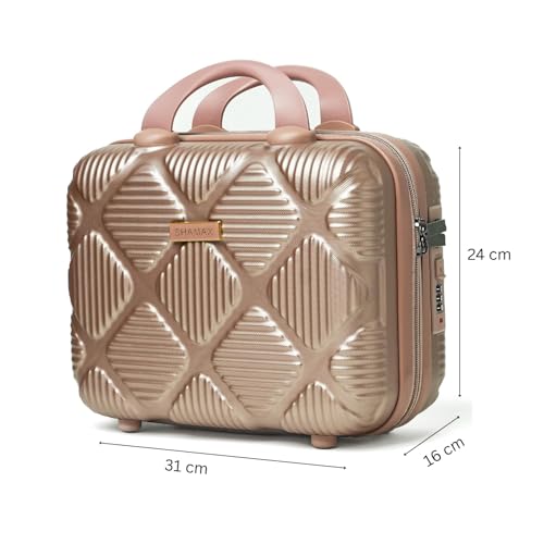 Image of SHAMAX Makeup Organizer Box for Women Bridal Vanity Case (TSA Lock) Vanity Box Cosmetics, Jewellery & Beauty Storage Organizer, Gift for Women (Rose Gold)