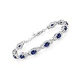 [Gem Stone King] 10.2カラット シンセティック サファイア ブレスレット レディース シルバー925 9月 誕生石 誕生日プレゼント