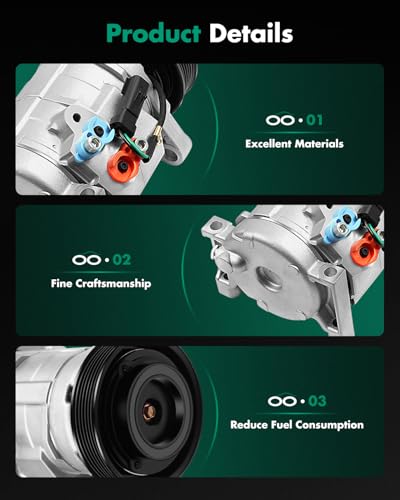 Image of SCITOO AC Compressor for Chrysler for Town & Country 3.3L 3.8L 2001-2007 | Fast Cooling, Ultra Low Noise (≤72 dB)Air Conditioner Compressor with Clutch, Easy Installation, 77374 78374 4710522