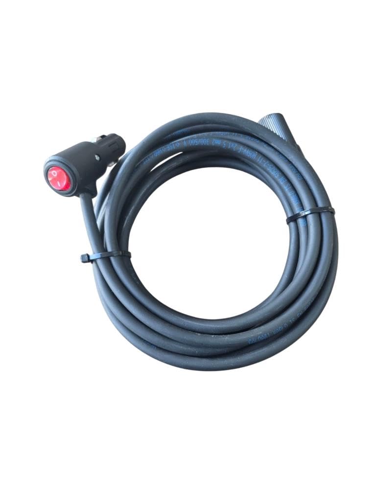 Araç Çakmaklık Uzatma Kablosu 12-24 Volt On/Of Anahtarlı 16 Amper Yüksek Güç Çeken Cihazlara Özel 2 X1,5mm TTR Bakır 5 Mt-Siyah