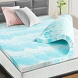 OLIXIS Mattress Topper King Memory Foam, 2 Inch Thick Gel Infused Bed Toppers for King Size Bed, Soft Mattress Pads for Sleeper Sofa, RV, Camper, Blue