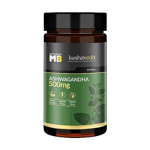 MuscleBlaze Koshaveda Ashwagandha 500mg (30 Tablets) | Ayurveda for Performance, Ayush Approved, High Strength Potent Formula | Boost Muscle Mass & Strength, Enhance Immunity