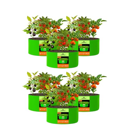 Image of Kingwell Grow Bag For Terrace Garden Leafy Vegetable Plant Grow Bags Fruits Growing Containers For terrece Gardening (18 X 12 INCH, PACK OF 6)