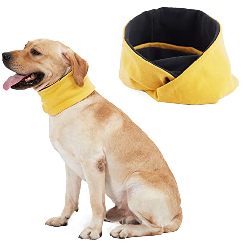ASENKU Hundehalswärmer, Fleece-Haustierschal, Hundeschal, Hals- und Ohrenwärmer für kleine, mittelgroße und große Hunde, Hunde, Outdoor-Schutz (Gelb, S) Cover