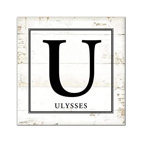 Plaque bois monogramme U déco vintage cuisine et bar de maison
